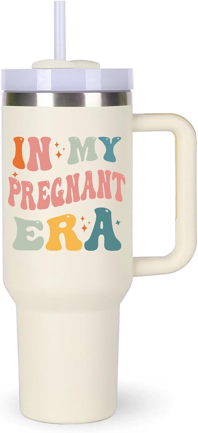 Pregnancy Gift: 40oz Tumbler with Handle for Moms-to-Be