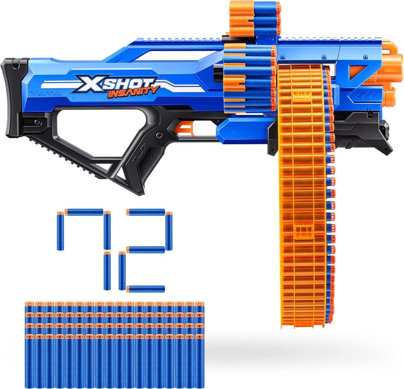 X-Shot Insanity Mad Mega Barrel Toy with 72 Darts and Air Pocket Technology