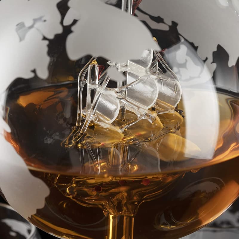 Whiskey Decanter Globe Set with Glasses - Ideal Gift for Men
