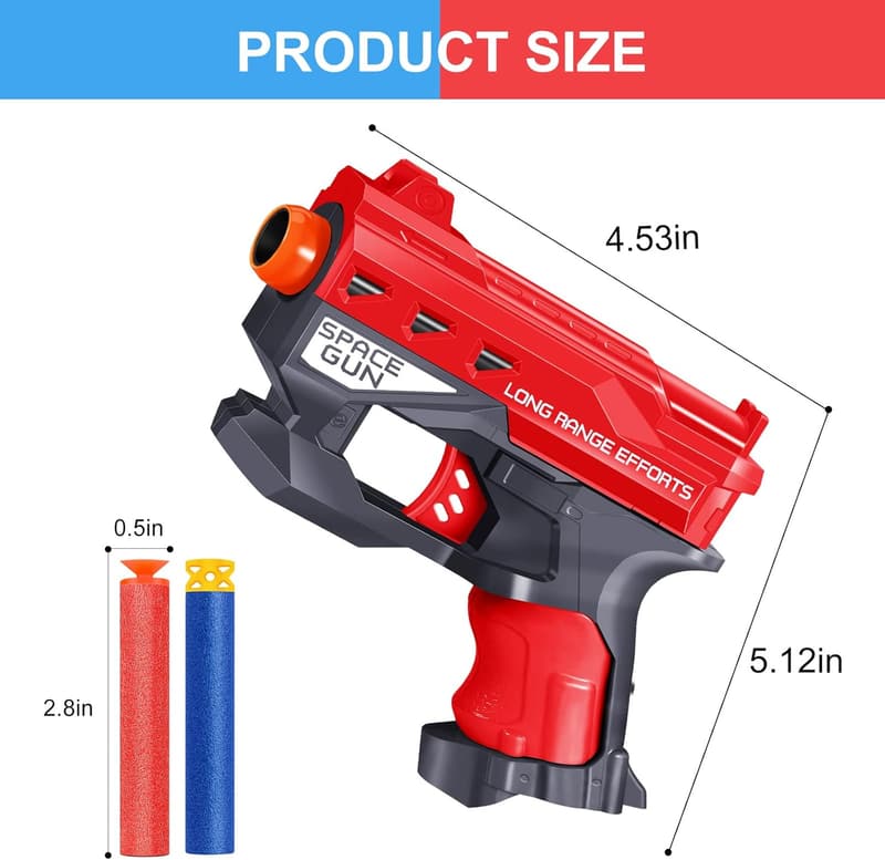 Blaster Guns Set for Boys, 60 Bullets & Safety Gear – Ages 4-9