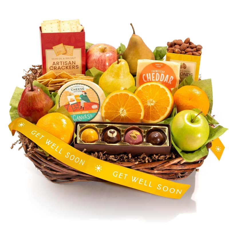 Get Well Soon Gourmet Fruit & Treats Gift Basket
