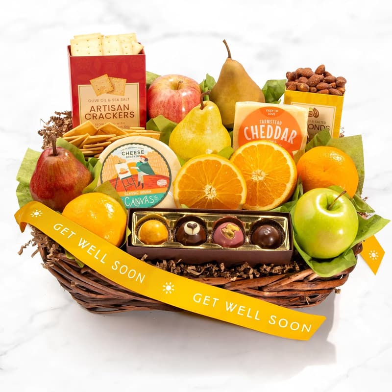 Get Well Soon Gourmet Fruit & Treats Gift Basket