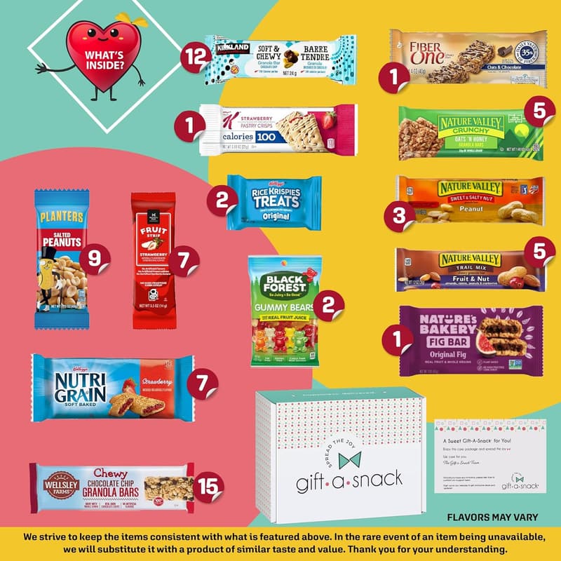 Father's Day Snack Box - Healthy Granola Bars & Treats (70 Count)