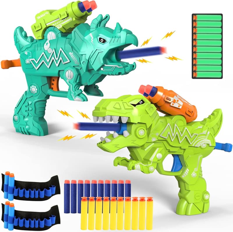 Dinosaur Blaster Toy with 30 Foam Darts - Birthday Gift for Boys