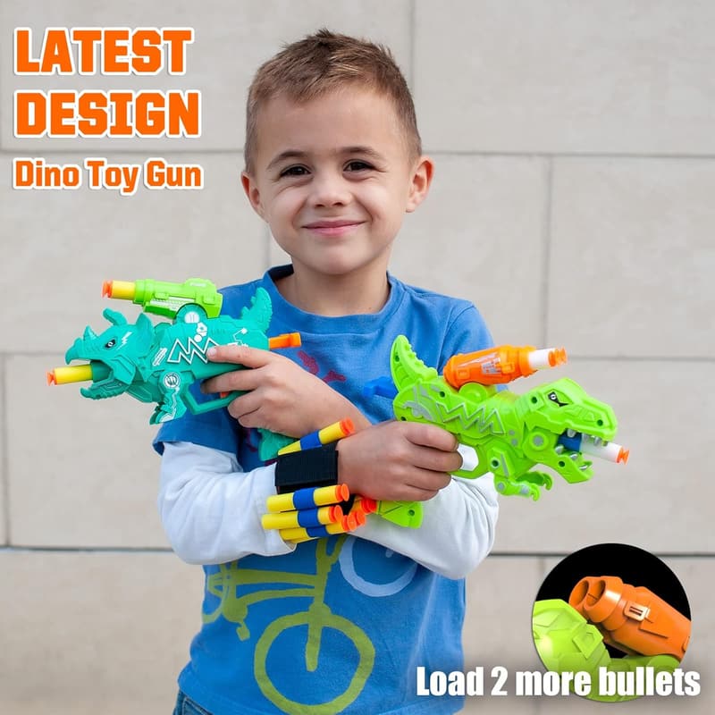 Dinosaur Blaster Toy with 30 Foam Darts - Birthday Gift for Boys