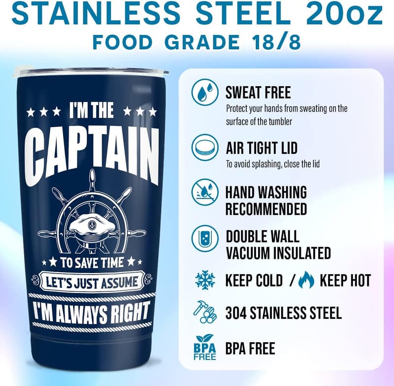 Captain Tumbler 20oz - I'm The Captain Gift for Boat Lovers