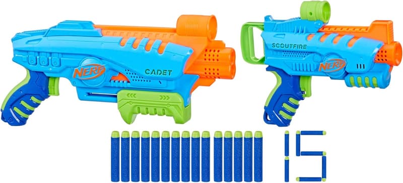NERF Elite Junior Starter Set with 2 Blasters & 15 Darts for Kids