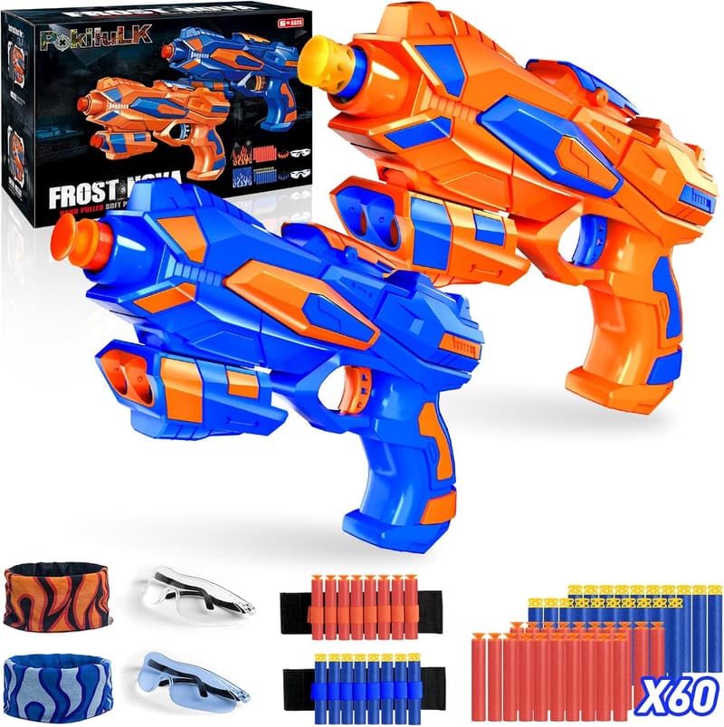 Foam Blaster Toy Guns Set with 60 Darts and Accessories for Boys