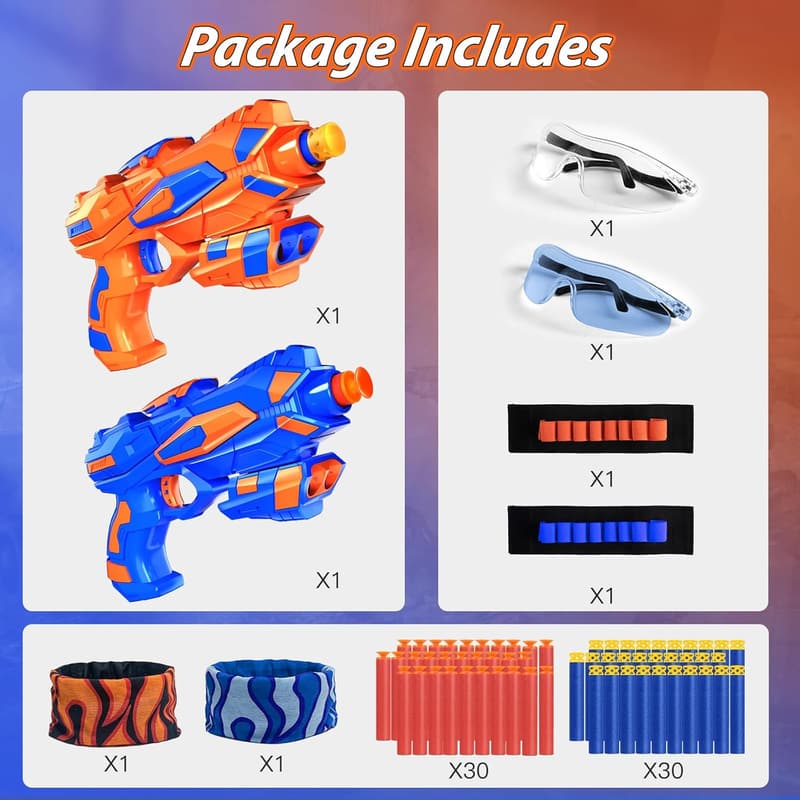Foam Blaster Toy Guns Set with 60 Darts and Accessories for Boys