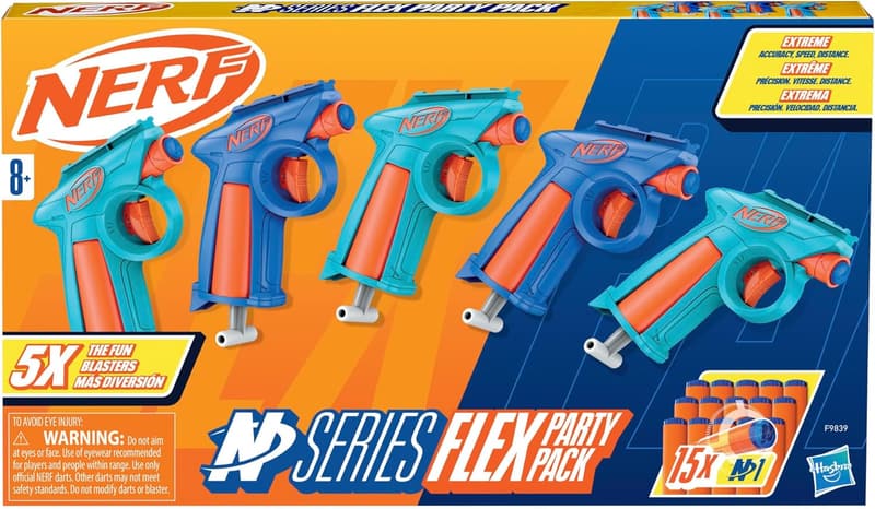 Nerf N Series Party Pack - 5 Flex Blasters & 15 Darts, Ages 8+
