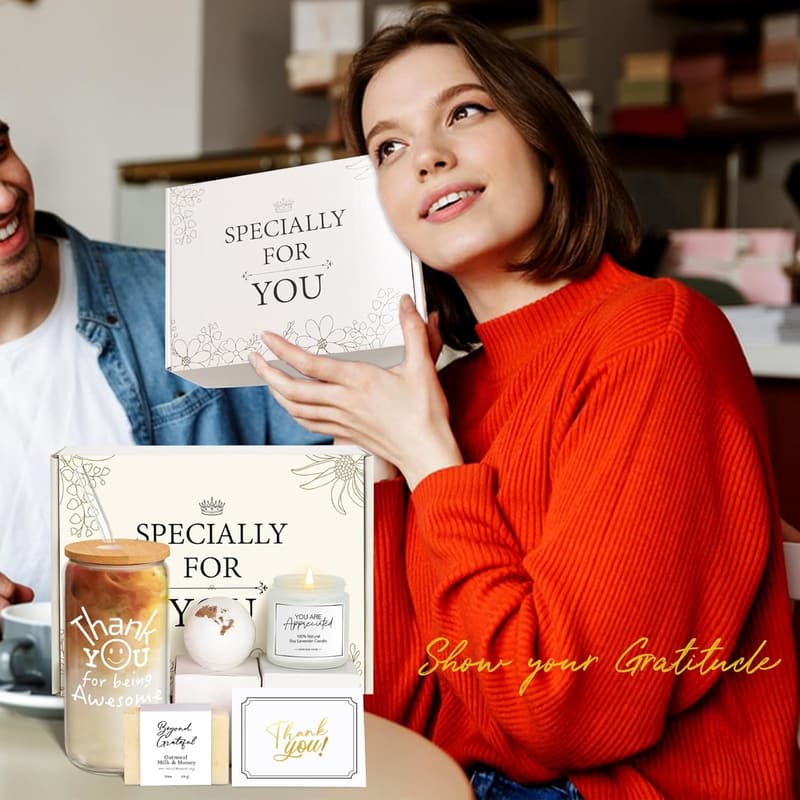 Thank You Gifts for Women – Glass Cup with Appreciation Cards
