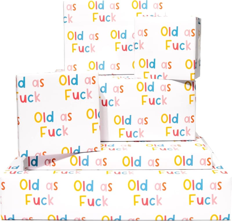 Funny Birthday Wrapping Paper - 6 Sheets, Recyclable for Parents