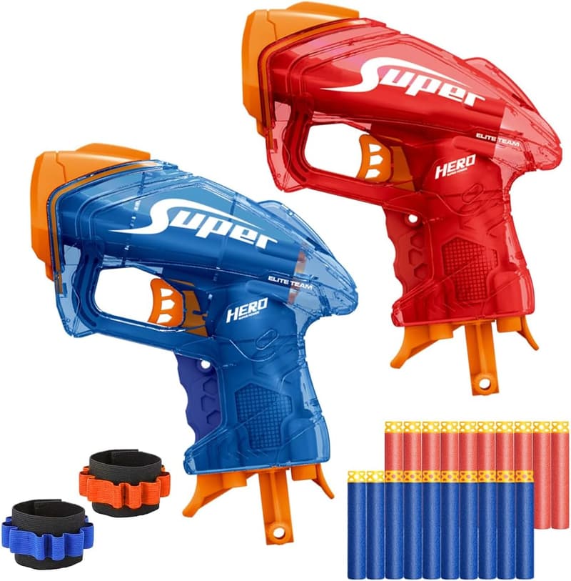 Nerf Mini Blaster Guns Set for Boys' Birthday - 20 Foam Darts