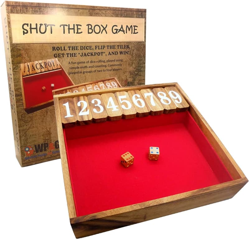 Large Wooden Shut The Box Game - Classic Dice Fun