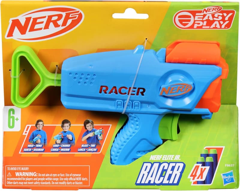 Nerf Elite Junior Racer Dart Blaster with 4 Darts for Kids