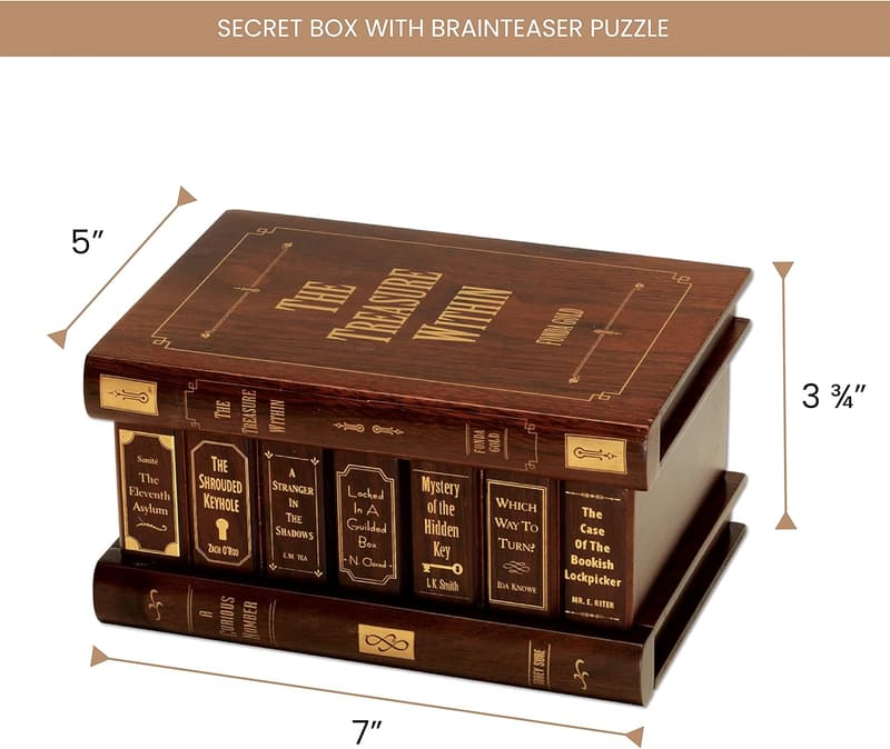 Elegant Treasure Box with Brainteaser - Premium Quality 7x5x3.75