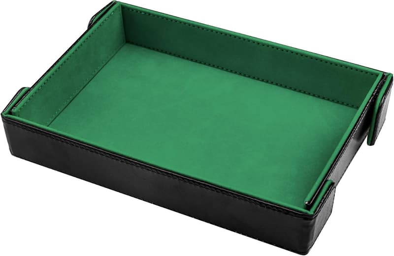 Green PU Leather Magnetic Folding Dice Tray for RPG Games