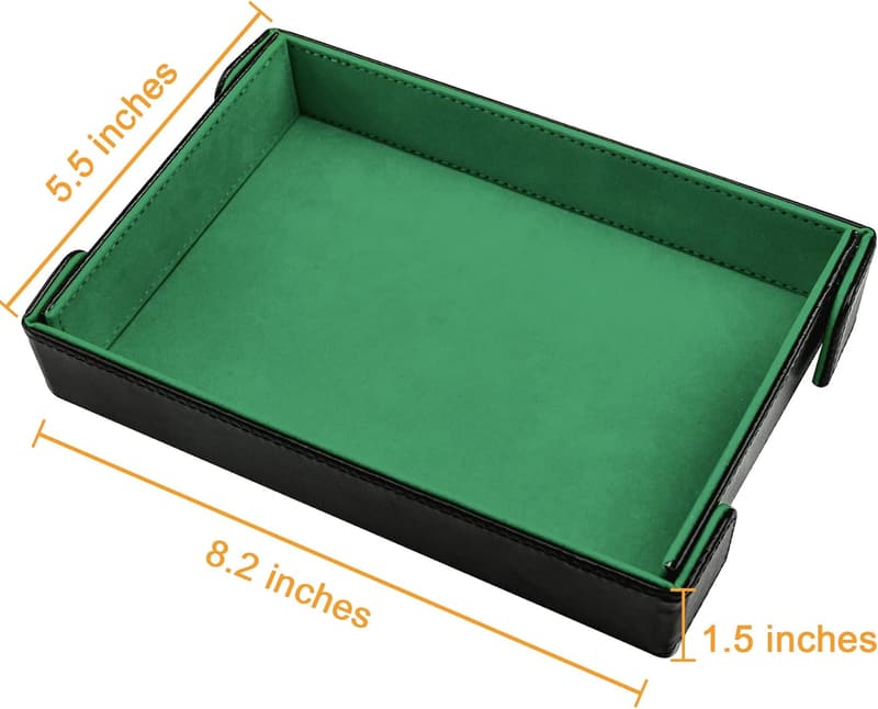 Green PU Leather Magnetic Folding Dice Tray for RPG Games