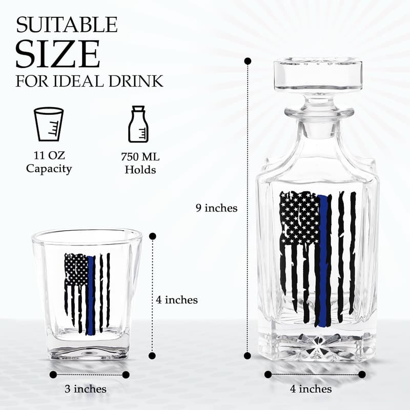 Father's Day Police Whiskey Decanter Gift Set with Glasses