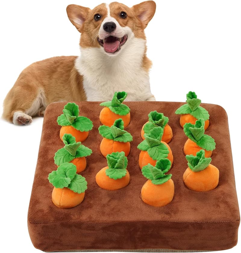Carrot Snuffle Mat for Dogs - Plush Interactive Puzzle Toy