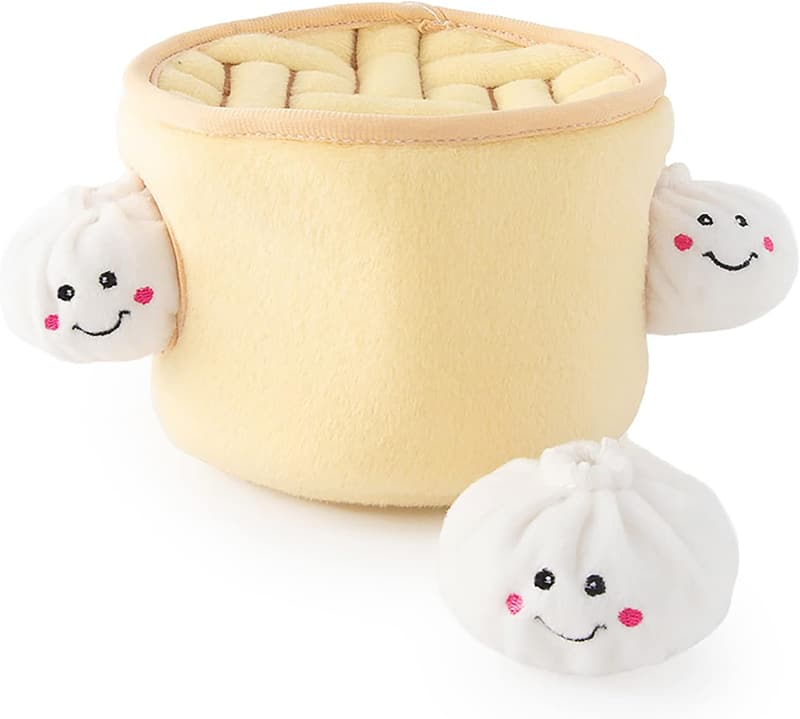 Interactive Hide & Seek Dog Toy - Plush Soup Dumplings