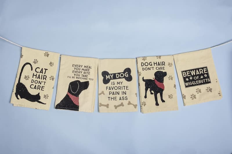 Dog Design Cotton Dish Towels Set for Kitchen & Bathroom
