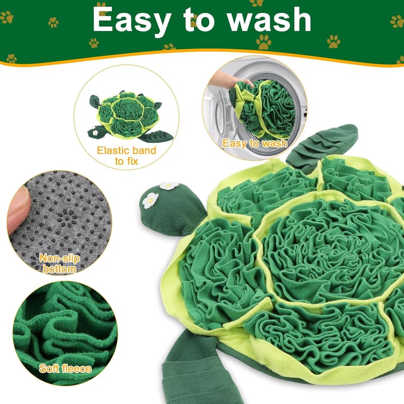 Interactive Dog Puzzle Mat - Slow Feeder & Treat Toy (Green)