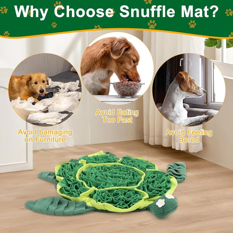Interactive Dog Puzzle Mat - Slow Feeder & Treat Toy (Green)