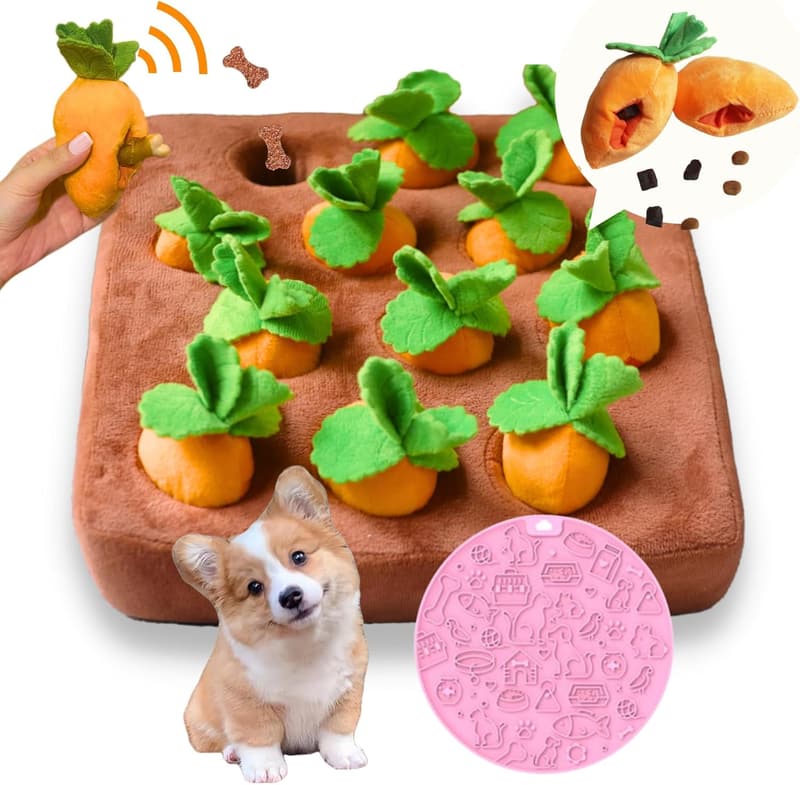Interactive Squeaky Carrot Snuffle Mat for Dog Enrichment