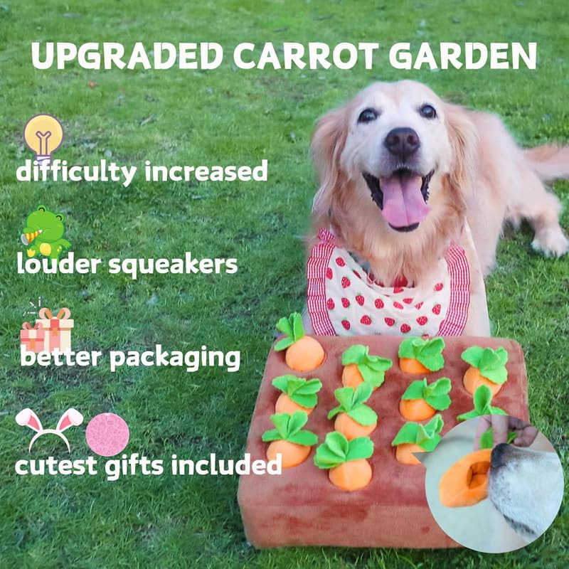 Interactive Squeaky Carrot Snuffle Mat for Dog Enrichment