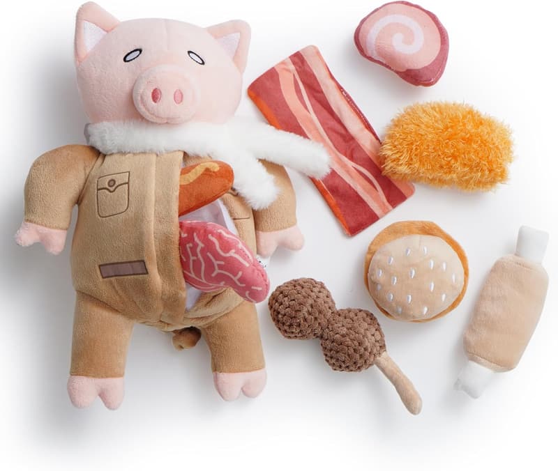 Squeaky Plush Pig Dog Toy for Cognitive Training & Anxiety Relief