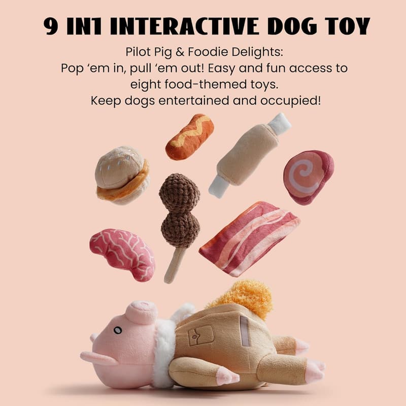 Squeaky Plush Pig Dog Toy for Cognitive Training & Anxiety Relief