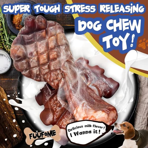 Indestructible Dog Chew Toys for Aggressive Chewers - 2 Pack