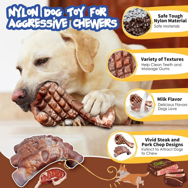 Indestructible Dog Chew Toys for Aggressive Chewers - 2 Pack