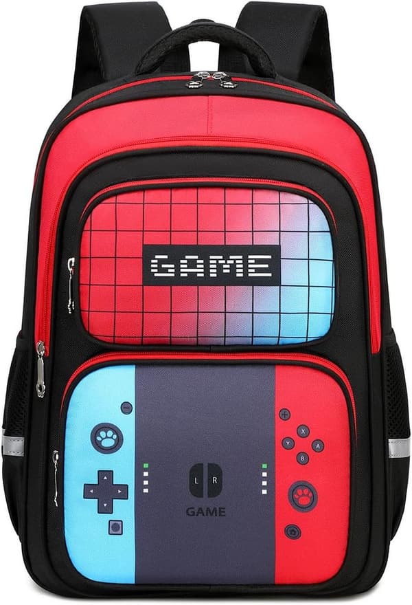 Boys' Game Backpack for Junior High - Large (Red & Blue)