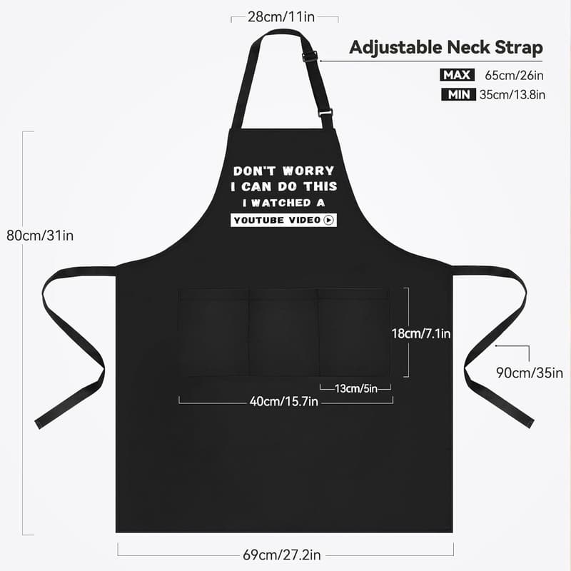 Funny Apron for Men with 3 Pockets - Ideal Cooking Gift