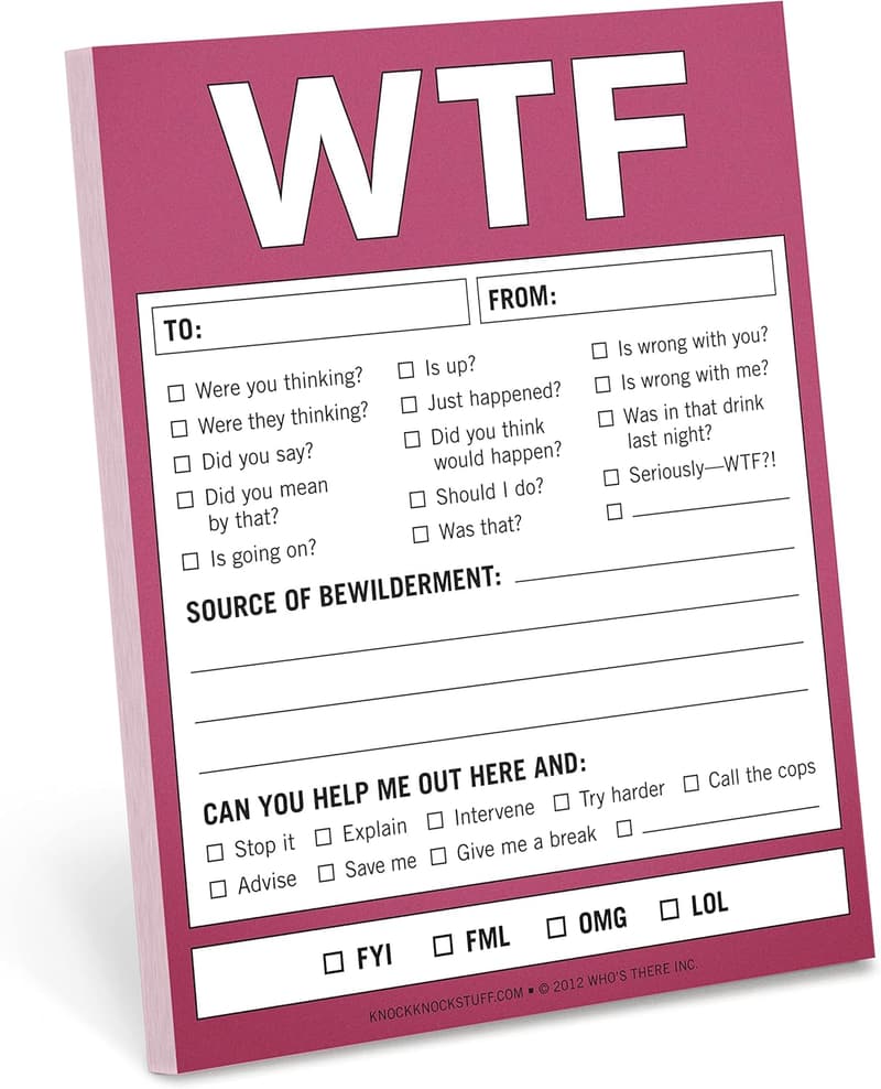 WTF Notes Memo Pad - 50 Sheet Checklist