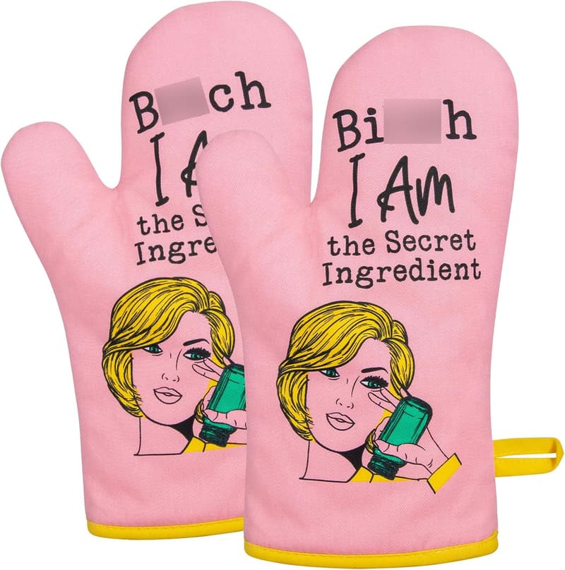 Funny Pink Oven Mitt - Perfect Baking Gift for Women