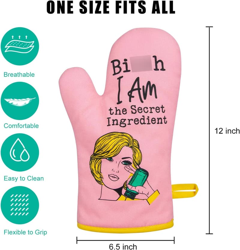 Funny Pink Oven Mitt - Perfect Baking Gift for Women