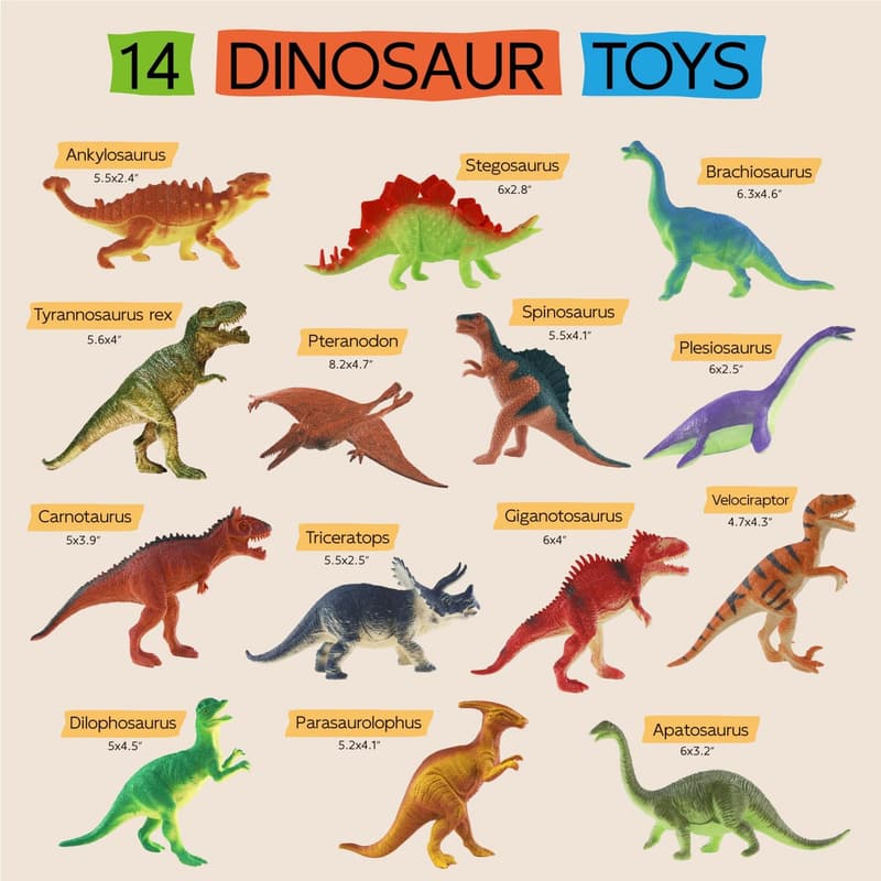 Educational Dinosaur Toy Set with 14 Realistic Figures for Kids