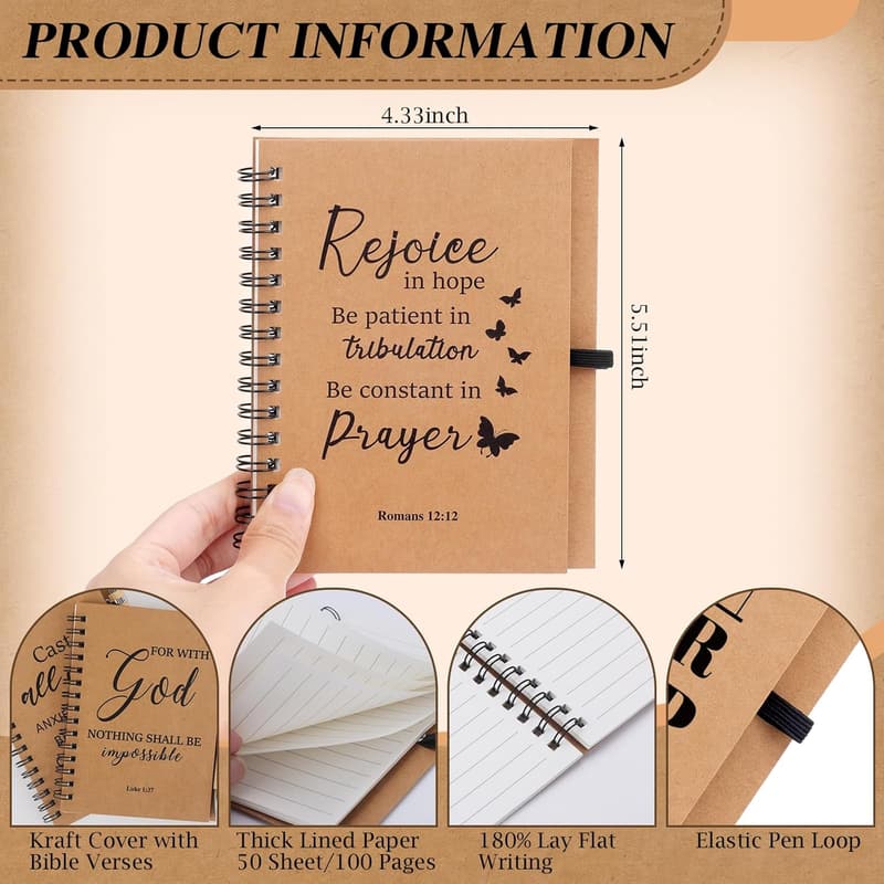 Christian Party Favors Set: 50 Spiral Notebooks, Pens & Bookmarks