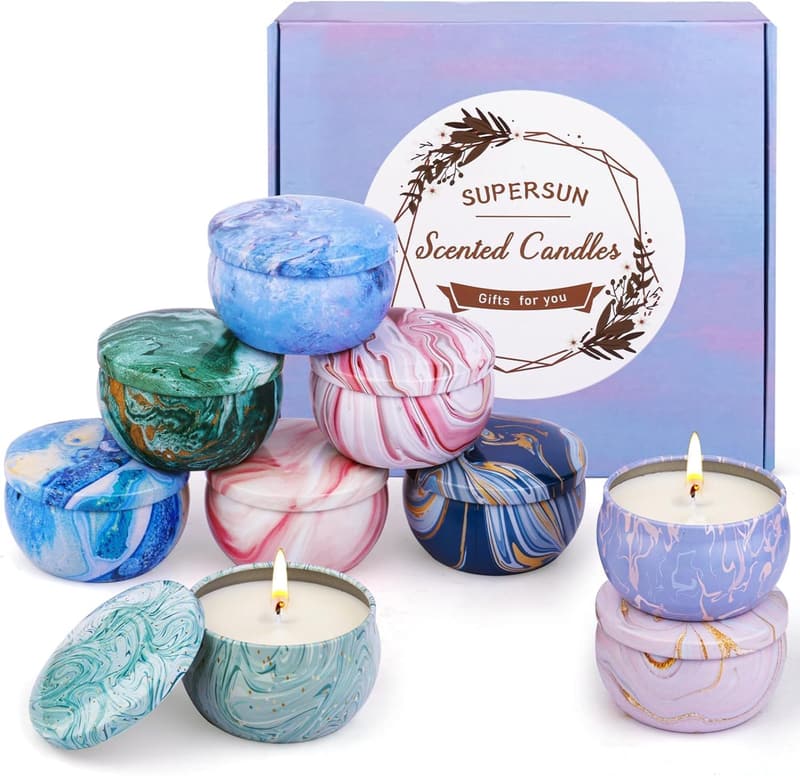 Valentine's Day Soy Candle Gift Set for Women, 9-Pack, 180H Burn