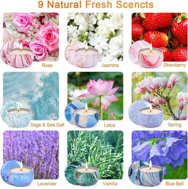 Valentine's Day Soy Candle Gift Set for Women, 9-Pack, 180H Burn