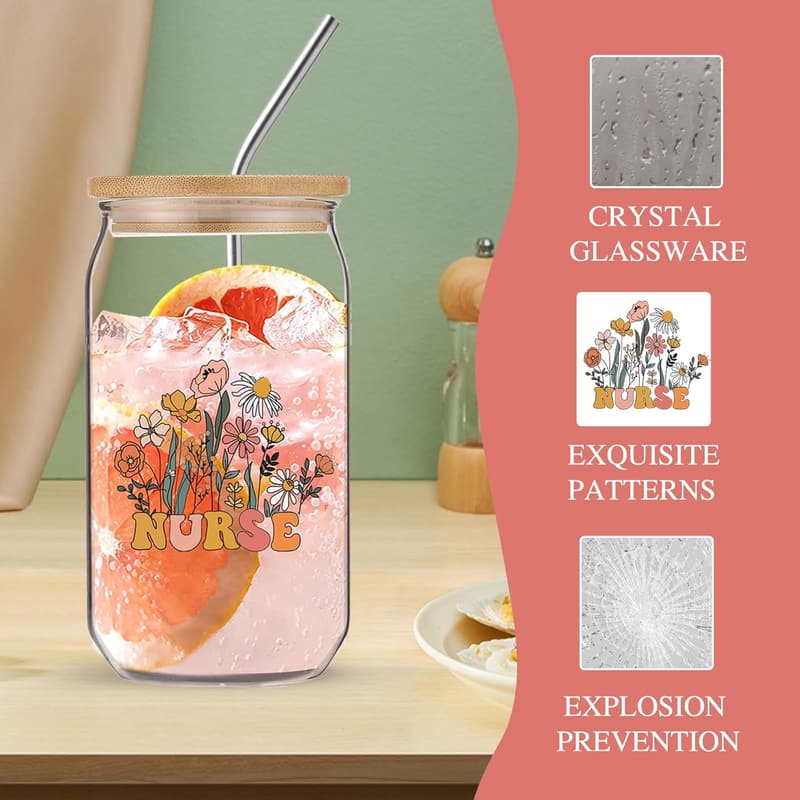 Nurse Appreciation Gift Set with 16oz Glass Cup