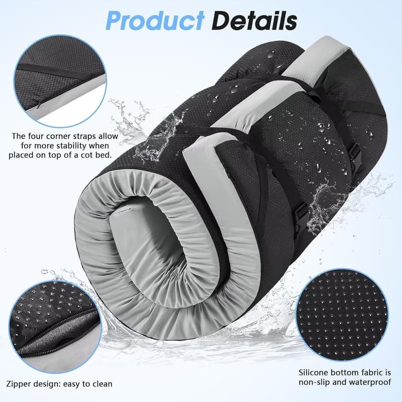 Portable 3-Inch Memory Foam Camping Mattress Pad