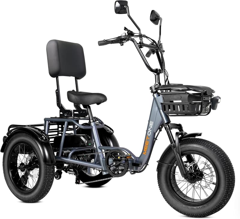 1200W Folding Electric Tricycle for Adults, 100-Mile Range