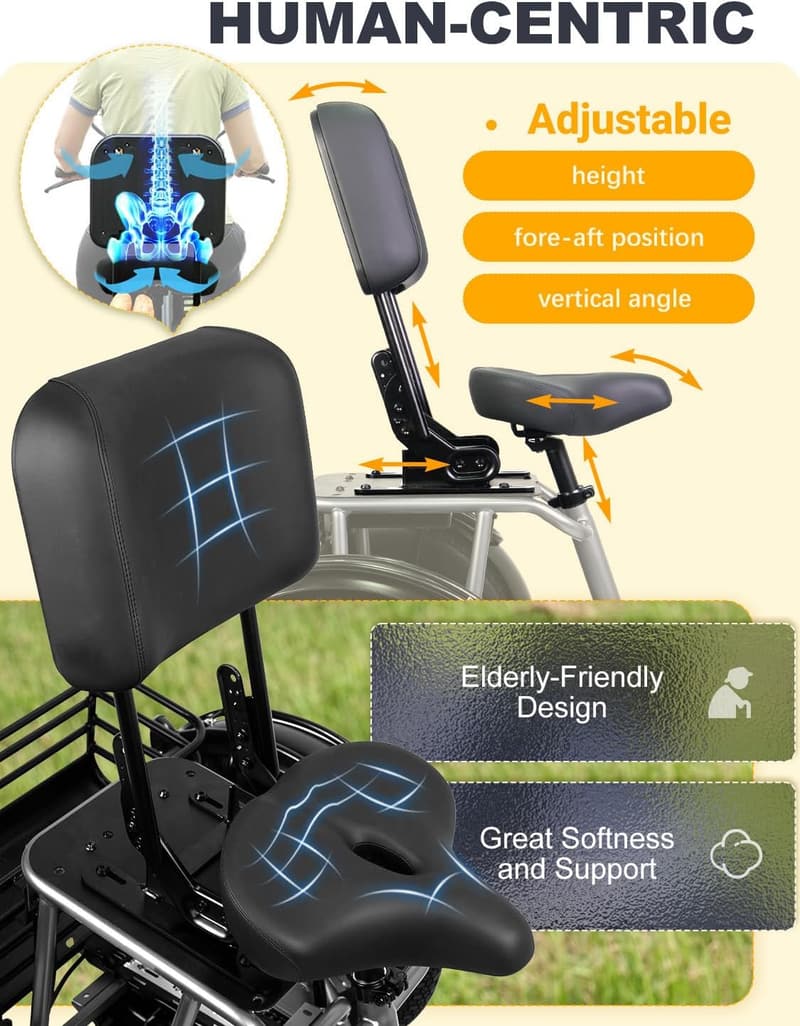 1200W Folding Electric Tricycle for Adults, 100-Mile Range