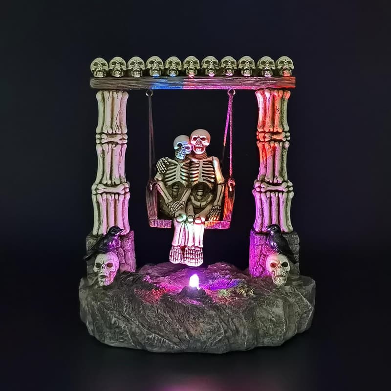 Halloween Skeleton Couple LED Decoration on Roman Pillars