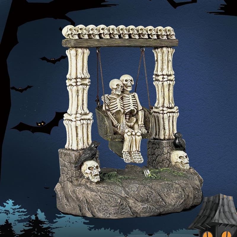 Halloween Skeleton Couple LED Decoration on Roman Pillars
