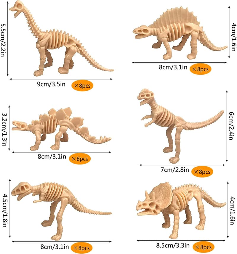 Dinosaur Skeleton Toys - 48PCS Fossil Dig Party Favor Set